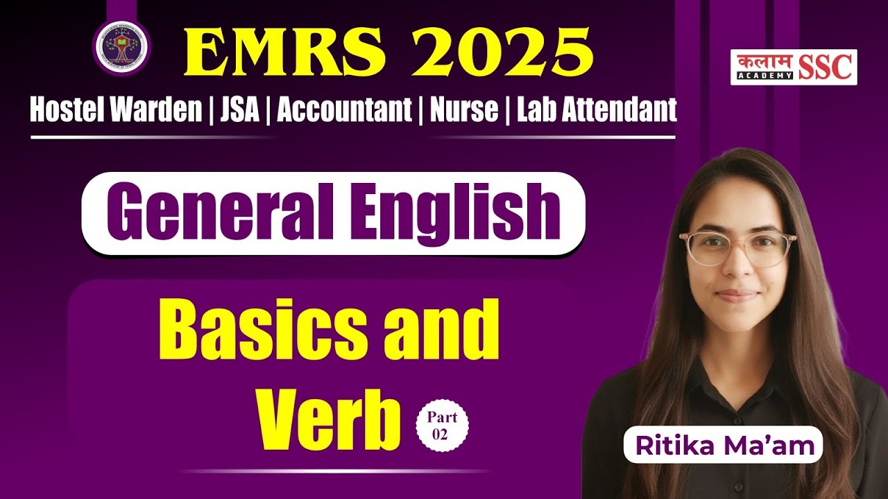 📖 EMRS 2025 English Grammar | Basics and Verb Explained  | Part - 2 | JSA, Warden, Nurse, Accountant