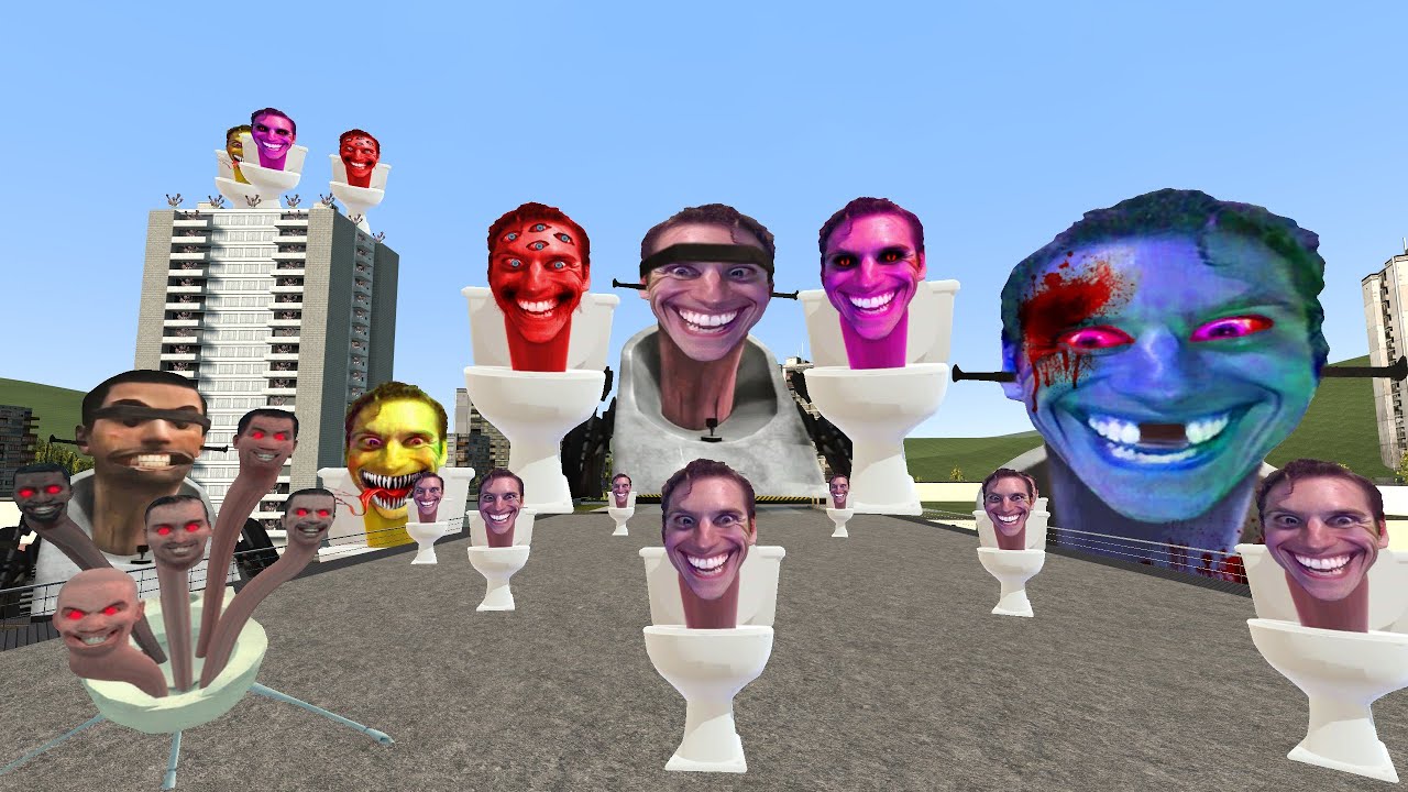 Giant Jerma Skibidi Toilets Family , Skibidi Vacuum & Skibidi Hydra | Custom Nextbots Chase GMOD