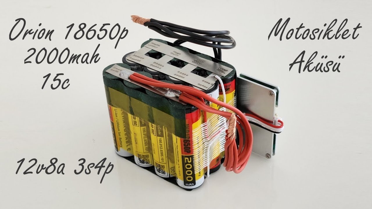 Orion 2000Mah 12v8A 3s4p 15C Piller ile Cross Motor Akusu Yaptik Araba bile Calistirdik..