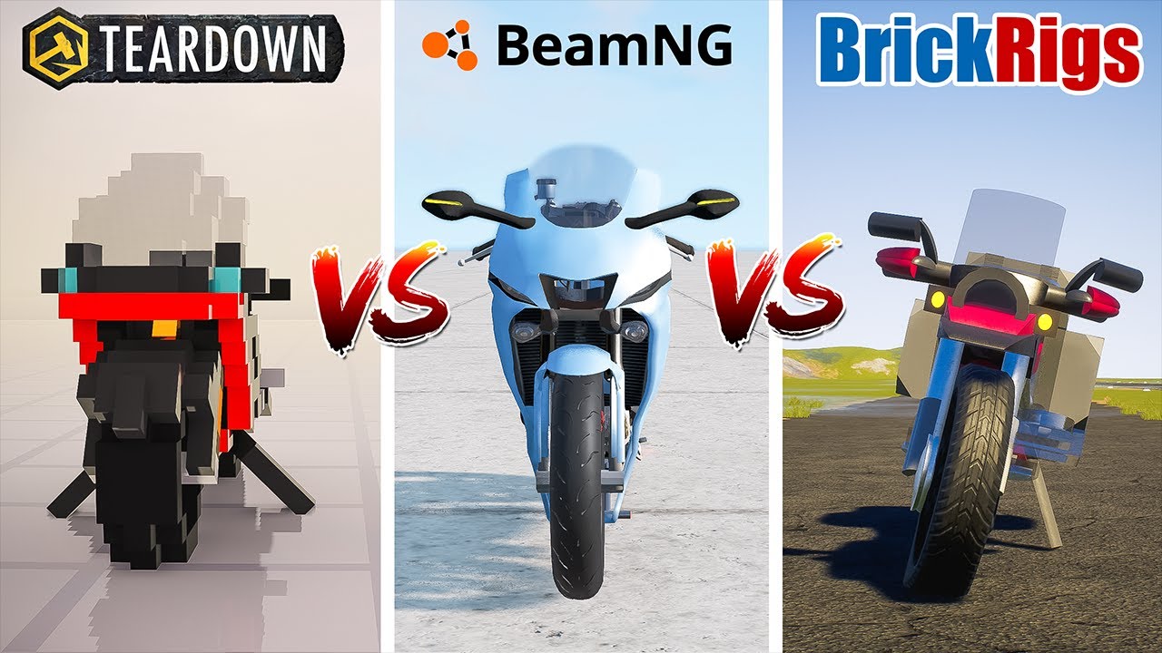 Teardown MOTORBIKE vs BeamNG MOTORBIKE vs Brick Rigs MOTORBIKE