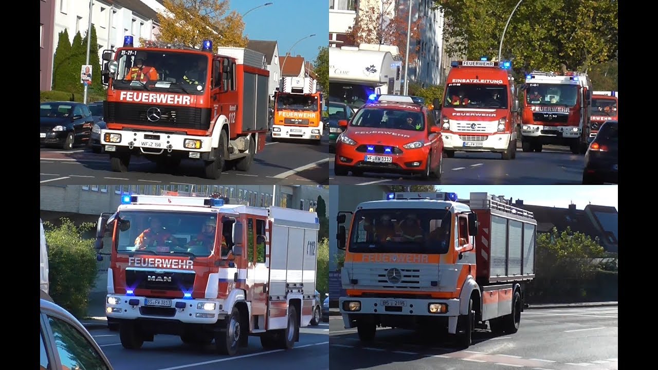 [29 Minuten Einsatzfahrten] Große Gefahrgutübung Feuerwehr WF& BS