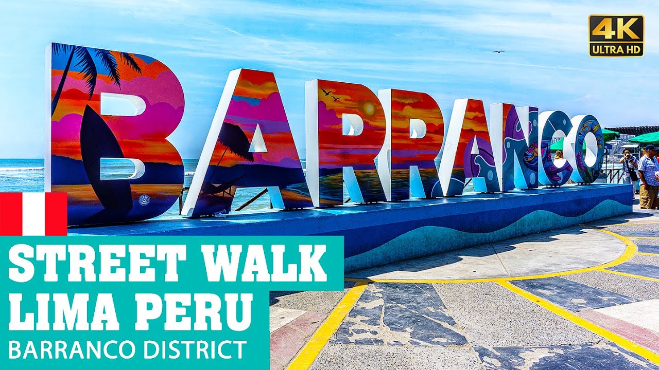 LIMA Peru | Barranco district | 4K Street & Beach Walking Tour NON-STOP