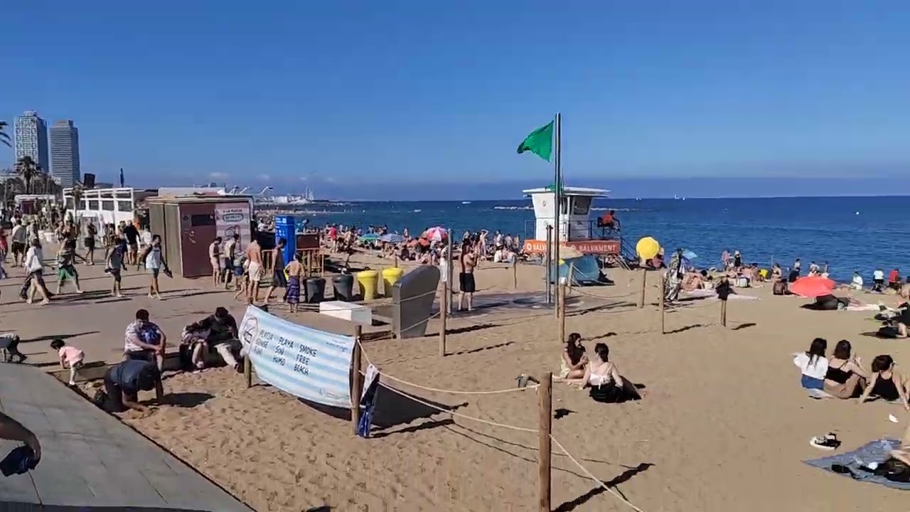Beach in Barcelona sunny day 