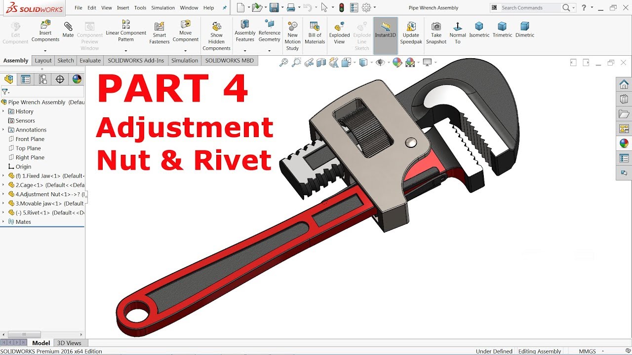 SolidWorks Tutorial Design and Assembly of Pipe Wrench Part 4