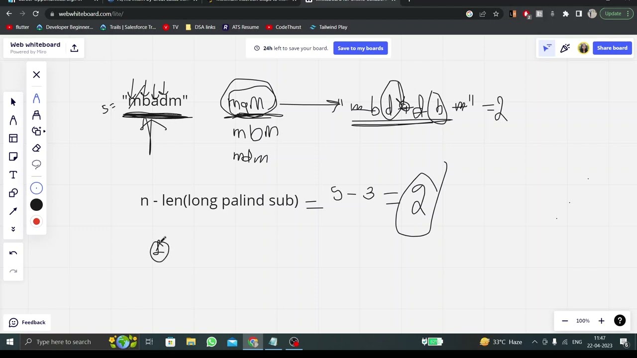 1312. Minimum insertion steps to make a string palindrome @leetcode @gfg @CodeThurst