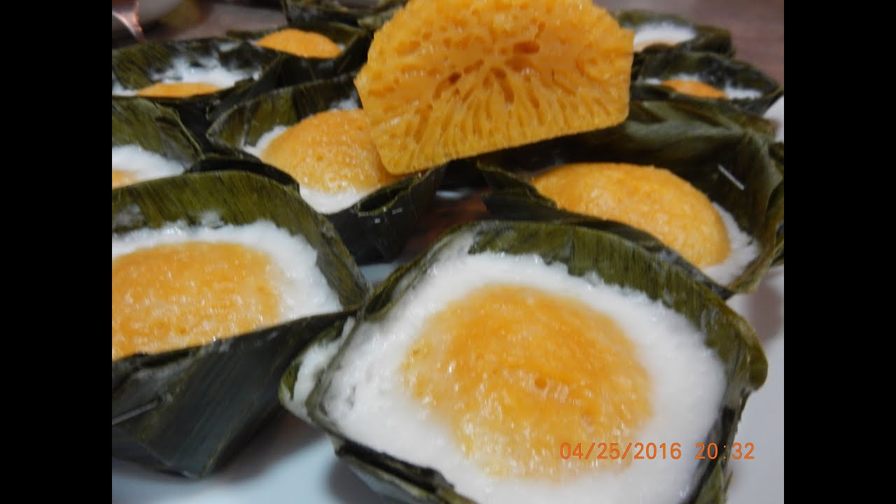 Palm Paste Rice Cake with Palm Sugar and Coconut  Cream Topping Recipe (A Kou Tnout Ktiss)