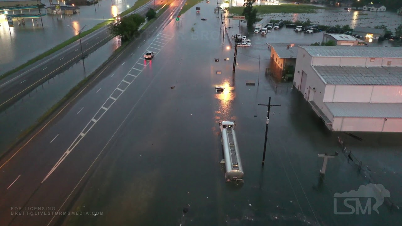 9-19-19 Beaumont, Texas First Light Aerial View Of Catastrophic Flooding From Drone