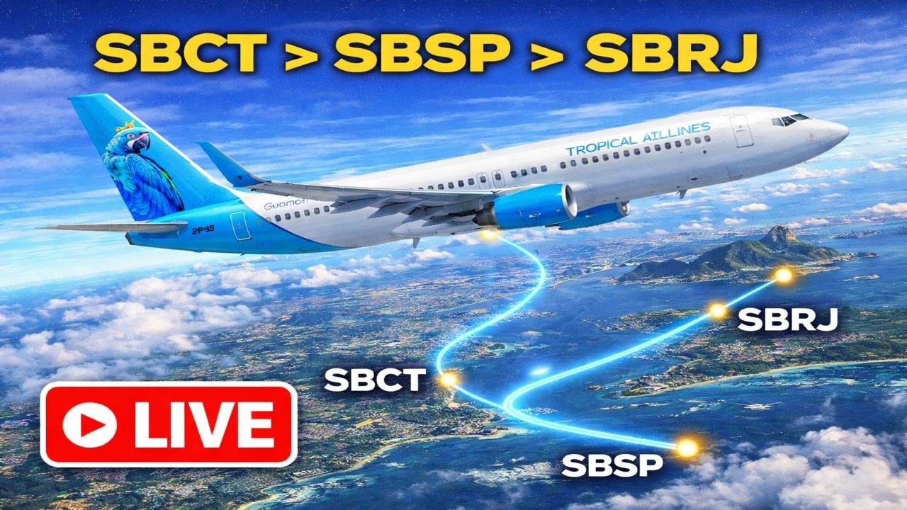 🔴 MSFS2020 🛫CURITIBA 🛬 CONGONHAS 🛬 SANTOS DUMONT - B738 PMDG - PXN-2113 PRO 🔴