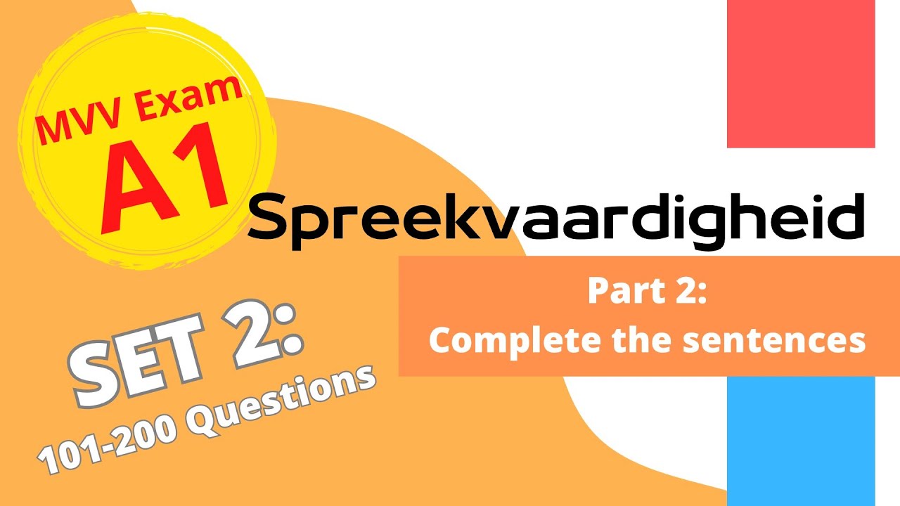 2026 Spreekvaardigheid A1 - Onderdeel 2: Aanvulzinnen met antwoorden (Set 2)