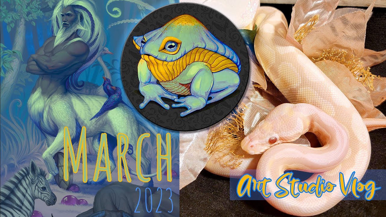🦉 March Art Studio Vlog 🦉King of Pentacles Tarot Card and Mushroom Frog + a new snake!