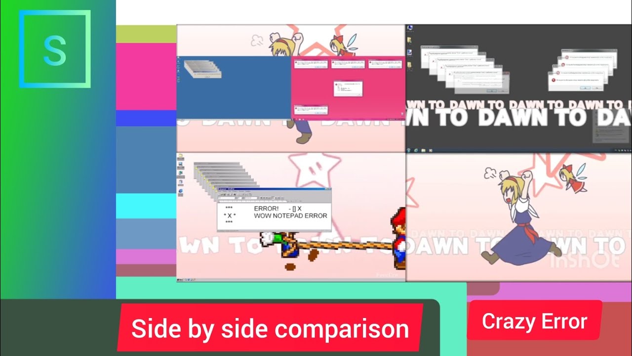 Windows Crazy Error Comparison & Marisa Stole the Precious Thing | Comparison video