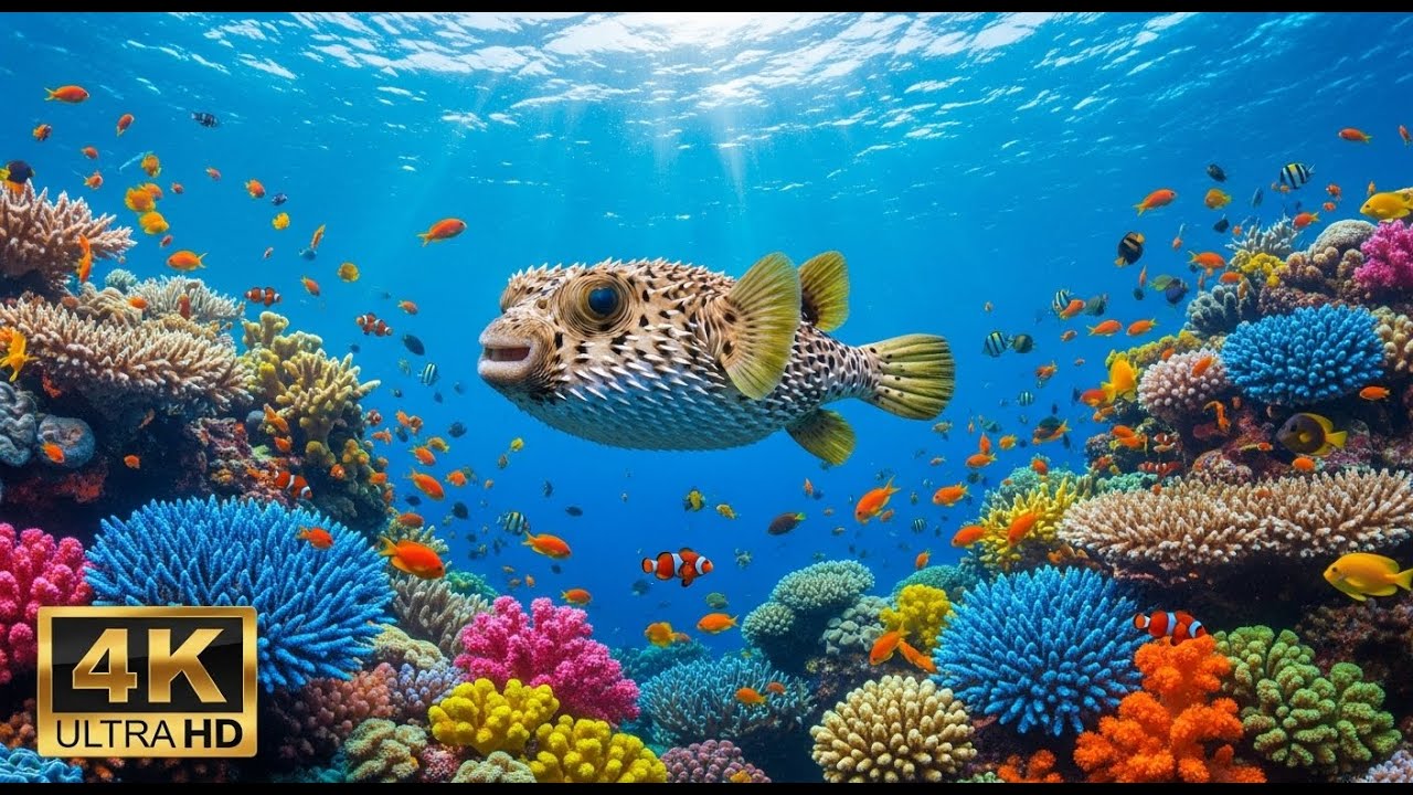 🐠 Aquarium Relaxation Video 4K – Peaceful Coral Reef Fish with Ambient Music