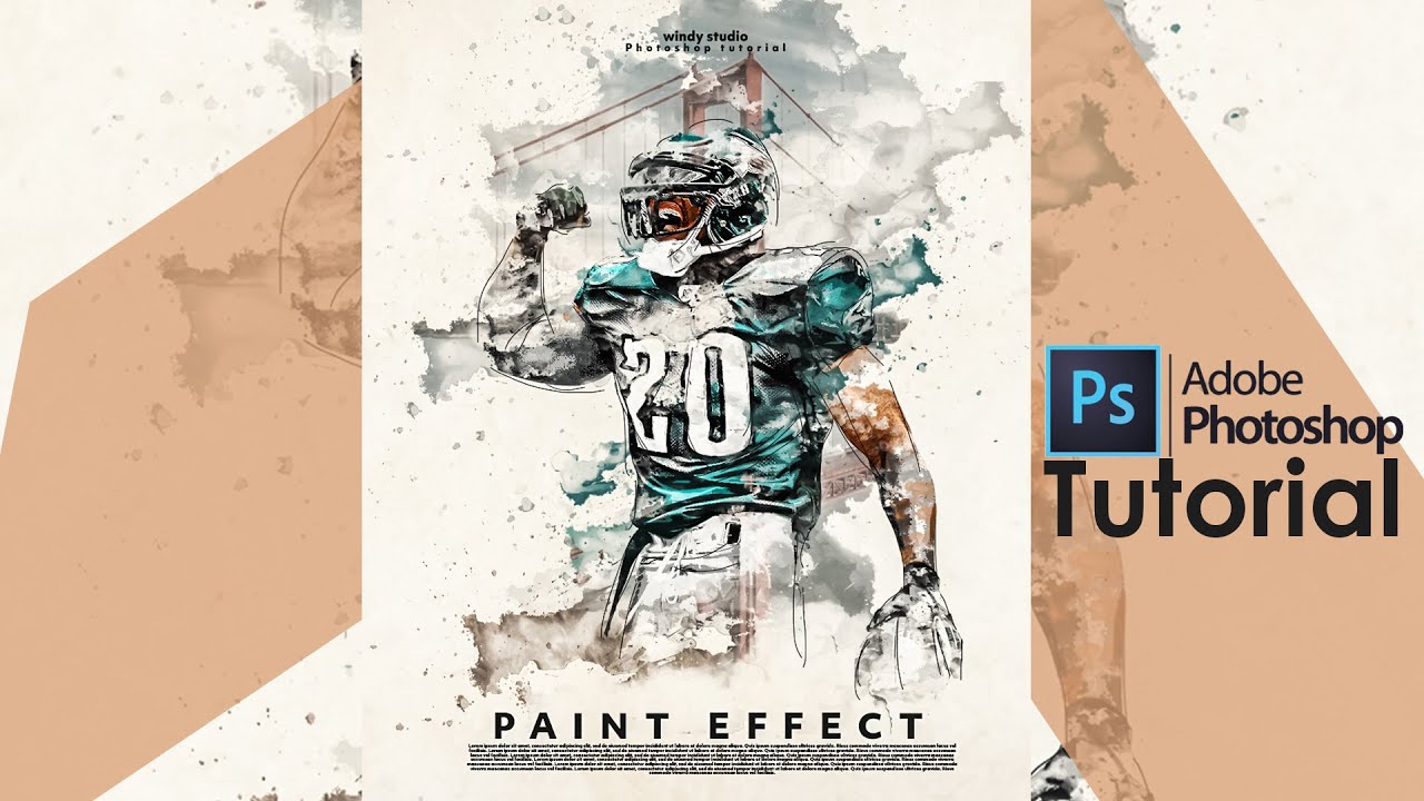 Урок Adobe Photoshop l Эффект краски l Спортивный плакат NFL
