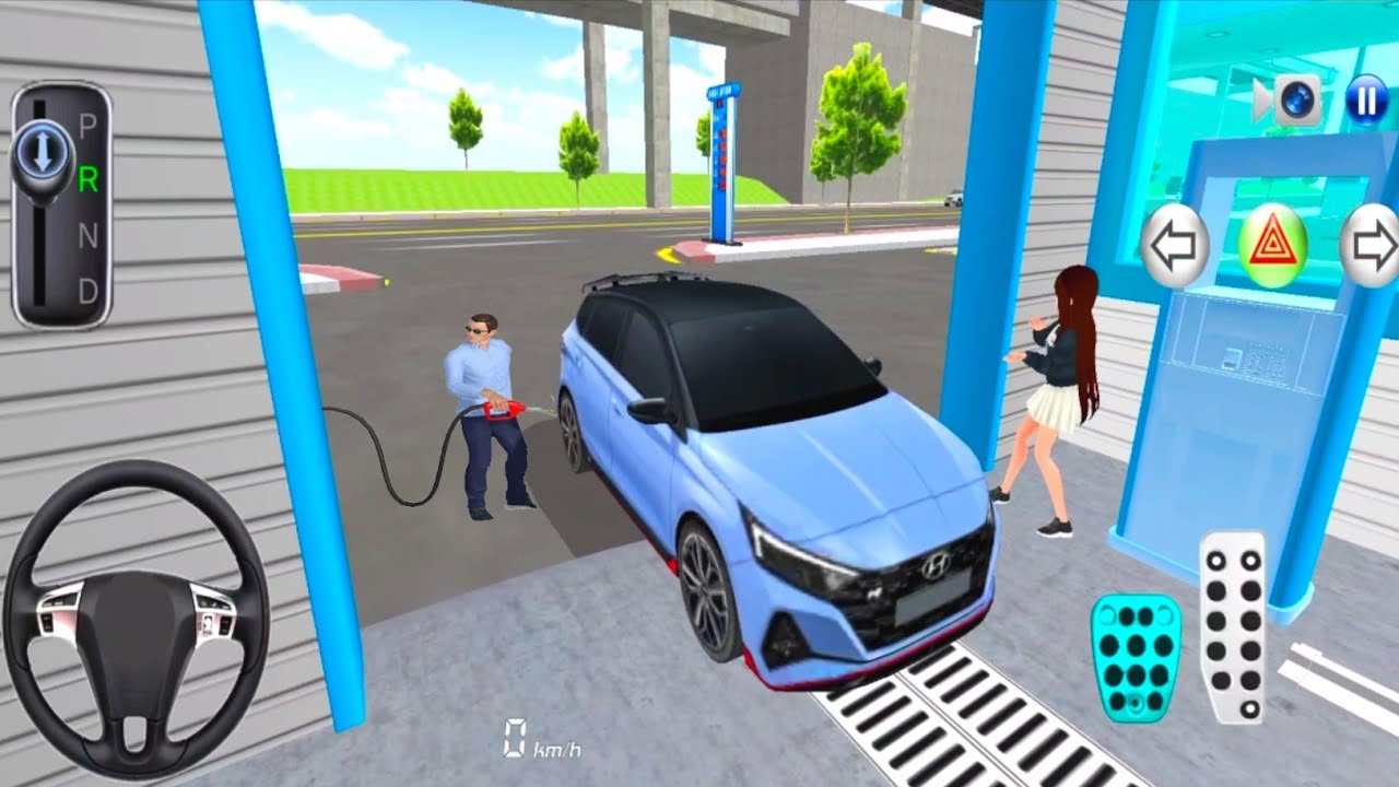 New Facelift Car Hyundai i20 N Car in Washing & Gass Station - 3 D Driving Class - Android Gameplays