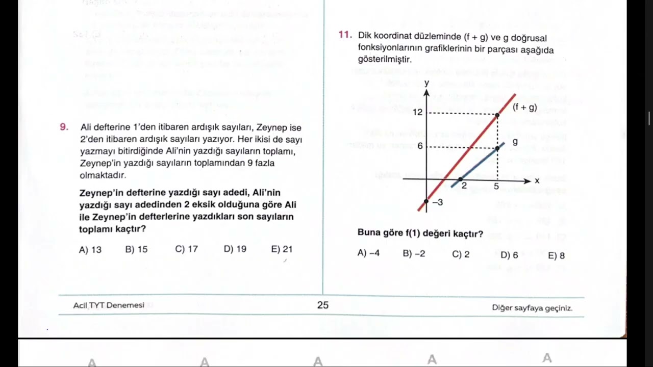 ACİL  İLACI DENEME DEPOSU YAYINLARI TYT1 DENEME SINAVI MATEMATİK ÇÖZÜMLERİ A KİTAPÇIĞI ÇÖZÜMLERİ