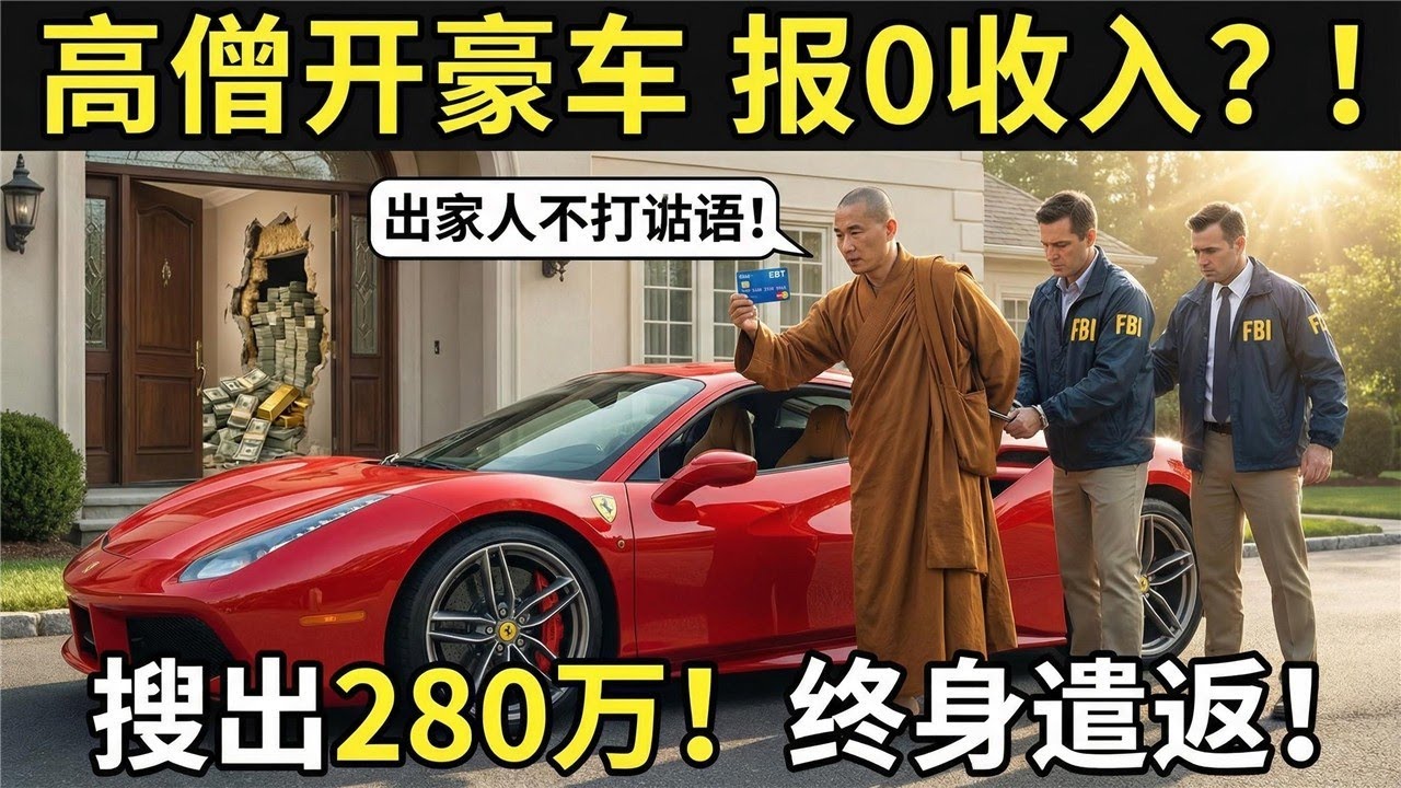 华人 高僧 在美8年报零收入却住豪宅开豪车，FBI砸开墙壁发现$280万现金！判刑10年+追缴$500万+终身遣返！