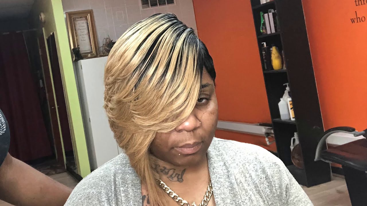 PARTIAL QUICK WEAVE LAYERED BOB W/ 27 PIECES FT MODEL MODEL (STOCKING CAP MOLDING INCLUDED)