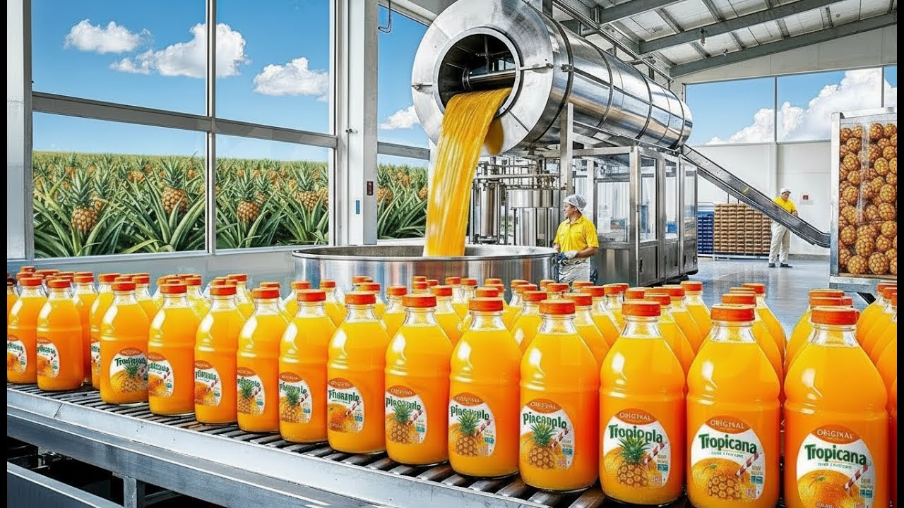 Inside A Pineapple Juice Mega Factory| How Pineapple Is Transformed To Fruit Juice In A Mega Factory