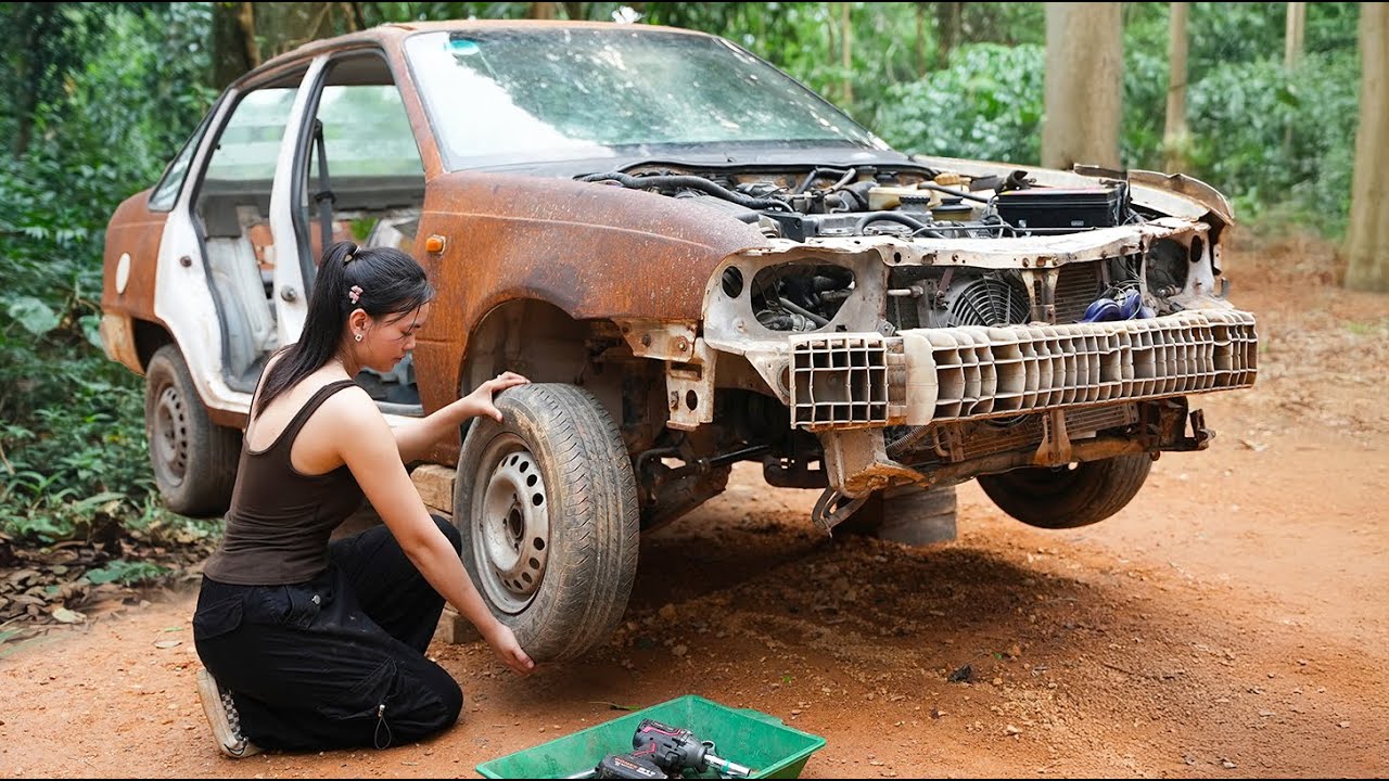 The 1994 Car Makeover Begins – The Girl Bring a Forgotten Ride Back to Life  Part 1 #restoration