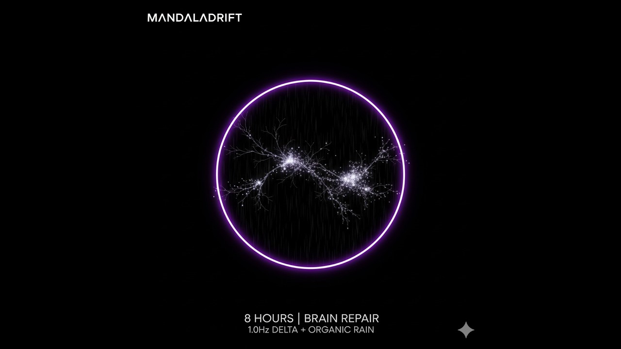 8 Hours 1.0Hz Delta Waves + 432Hz Heavy Rain | Deep Brain Repair & Stress Recovery (Black Screen)