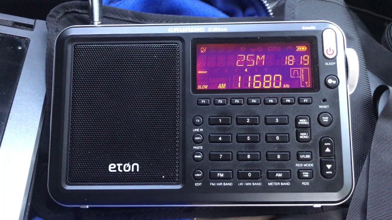 Eton Satellit sensitivity on the whip: KBCS Pyongyang  11680 kHz, North Korea