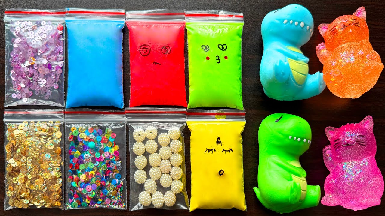 Making Relaxing and Calming Slime with Bags and Kinetic Sand