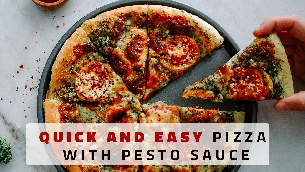 Pizza with Pesto Sauce Recipe | Pizza from Scratch