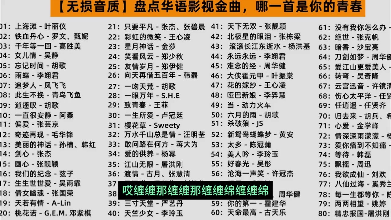 华语影视金曲大盘点完整版 每首都是青春