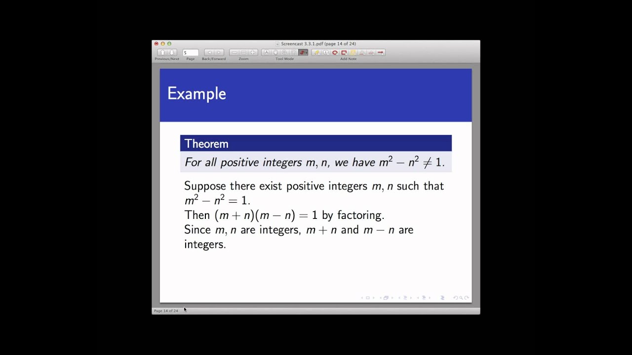 Proof by contradiction (Screencast 3.3.1)