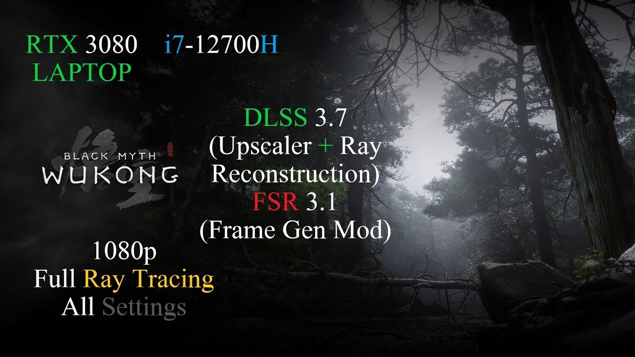 Black Myth Wukong Benchmark | (RTX 3080 Laptop/i7-12700H) | 1080p Full Ray Tracing | All Settings