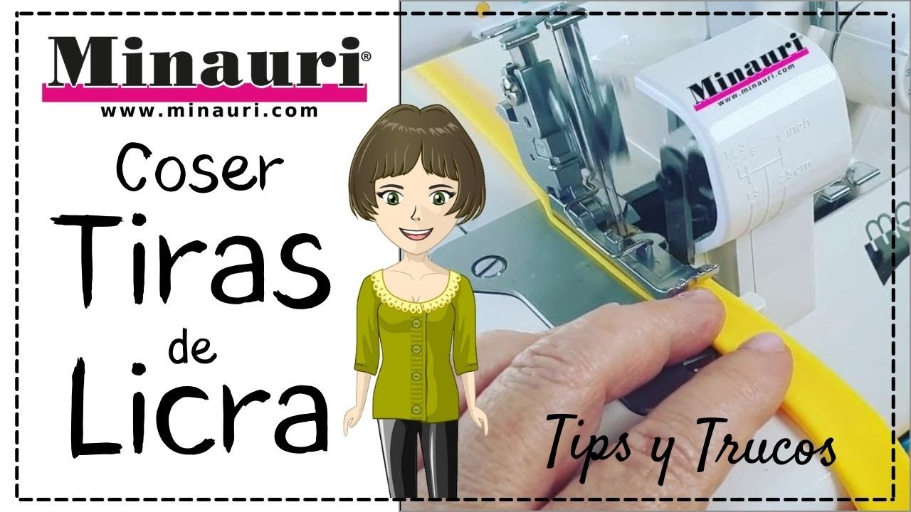 Cómo coser y voltear tiras licra , c/ overlock y varilla voltear / How to sew and flip lycra strips