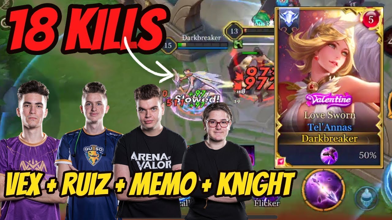 TEL'ANNAS 18 KILLS FT. VEX190 + TQ RUIZ + MEMO + KNIGHT | AoV | 傳說對決 | RoV | Liên Quân Mobile