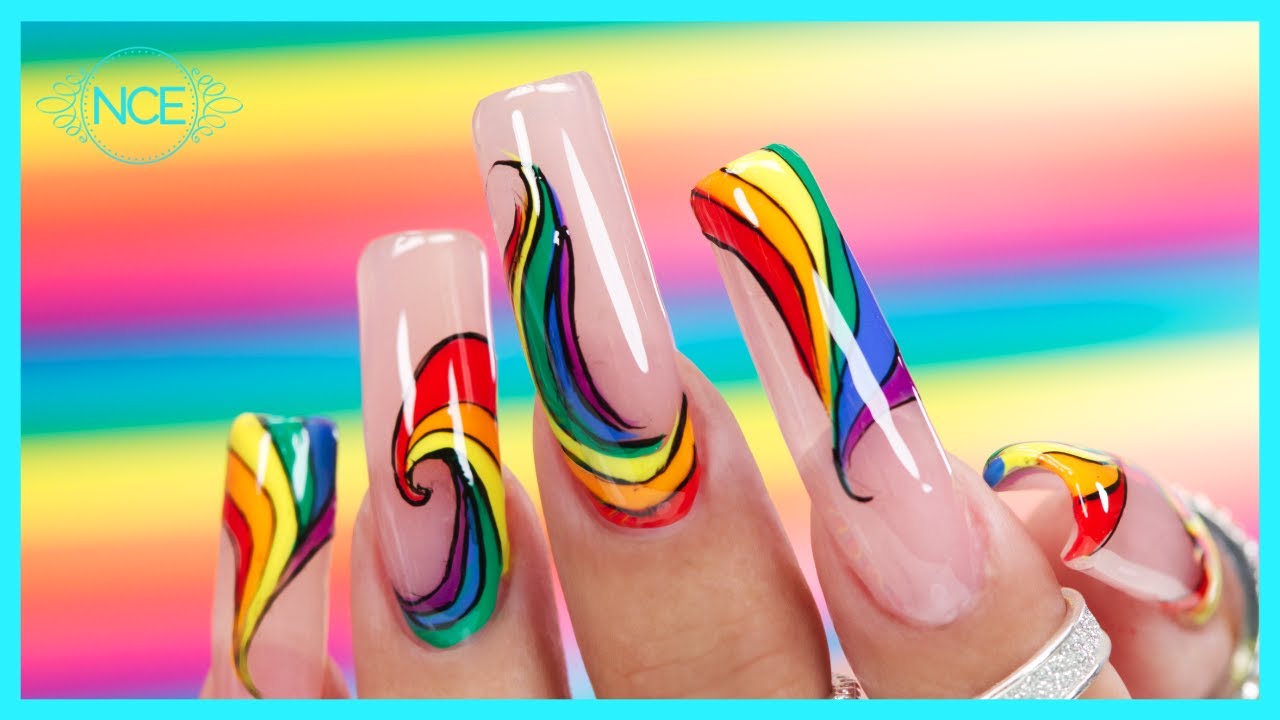 Sculpting Long Acrylic Nails 🌈 Pride Swirls Nail Art