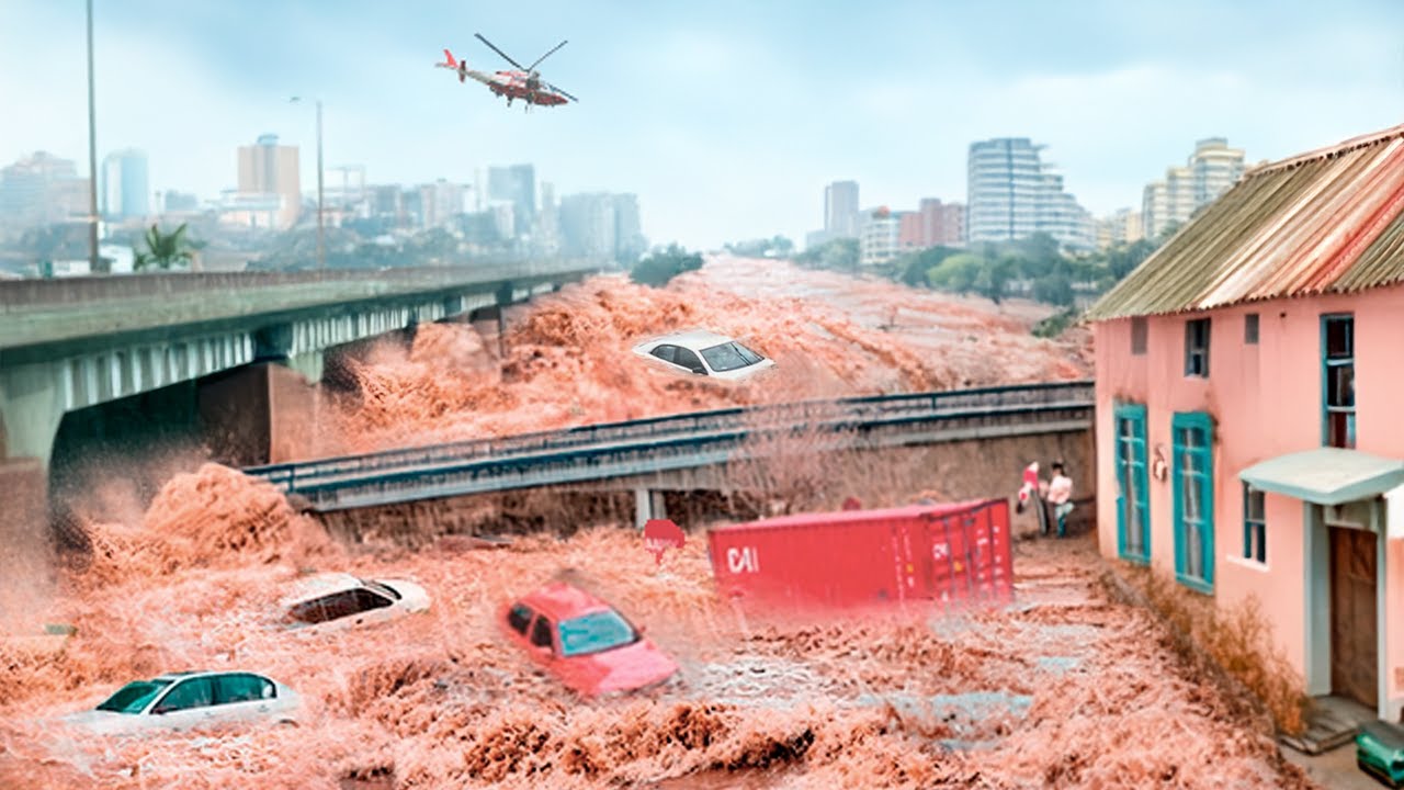 Южная Африка под водой! Масштабное наводнение превратило улицы в бурные реки в Дурбане