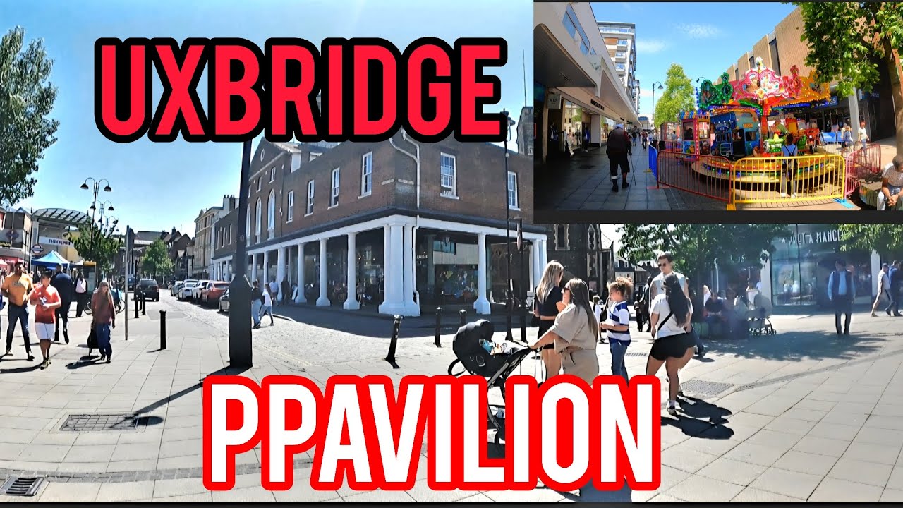 Walk through uxbridge pavilions shopping centre side and road view