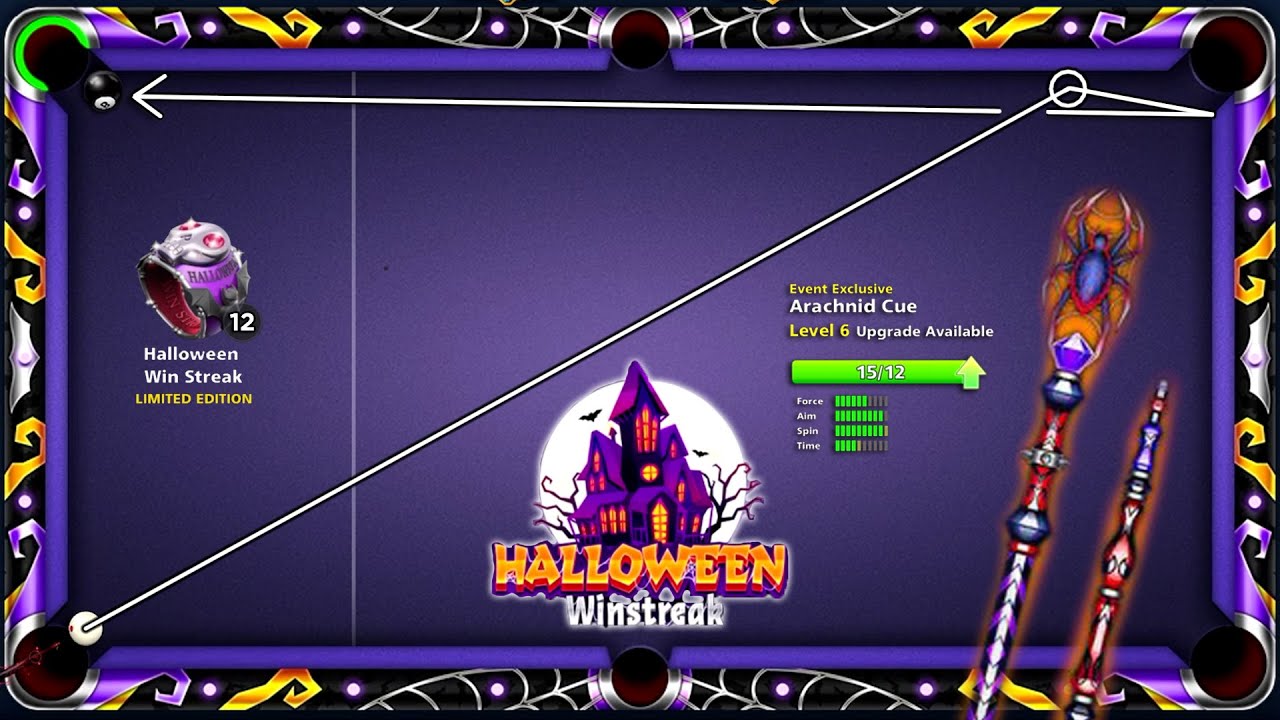 8 Ball Pool - Halloween Winstreak 12 Rings - Free Arachnid Cue Level 7 - GamingWithK