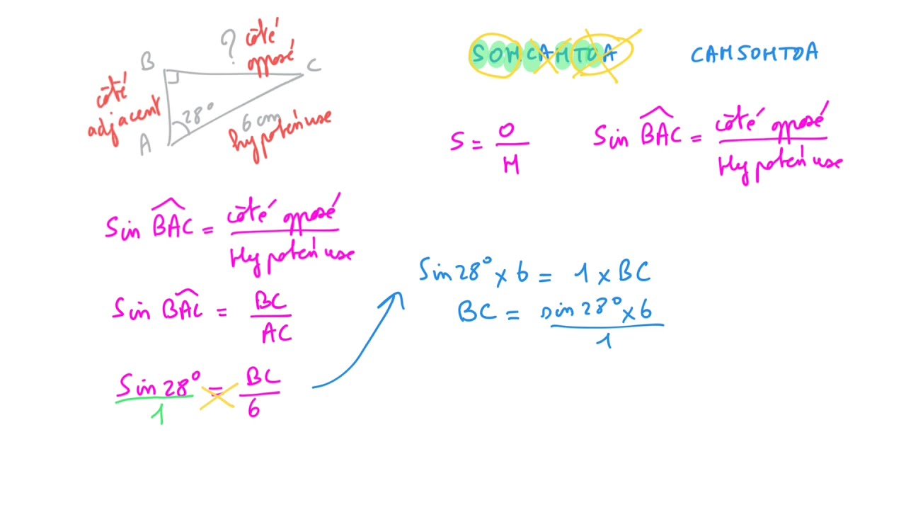 Trigonométrie (Calcul d'une longueur avec le sinus)