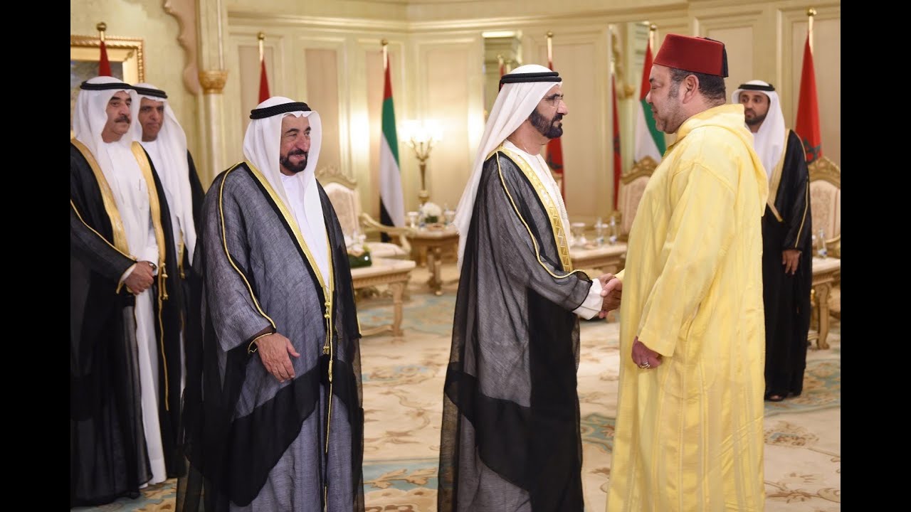 محمد بن راشد وحكام الامارات يحضرون مأدبة عشاء رسمية أقامها محمد بن زايد تكريماً للعاهل المغربي