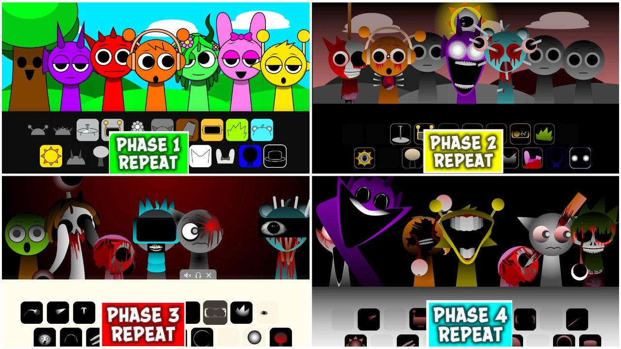 SPRUNKI Phase1 vs Phase 2 vs Phase 3 vs phase 4 #sprunki