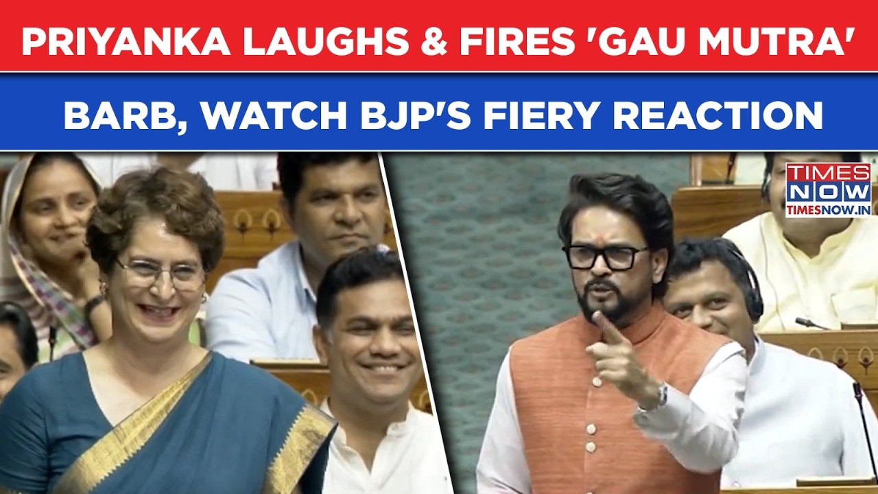 Laughing Priyanka Gandhi Fires 'Gau Mutra' Barb, Watch Anurag Thakur's Savage Response In Lok Sabha