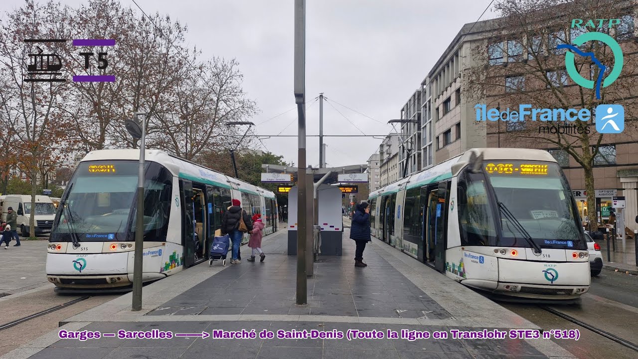 [Tramway T5] Translohr STE3 n°518 – Garges – Sarcelles à Marché de Saint-Denis #ratp #idfmobilités