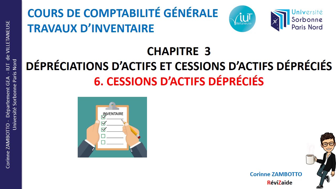 Cours cessions d'actifs dépréciés (non amortissables) - Comptabilité générale - Travaux d'inventaire