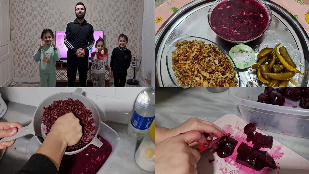 روتينا المسائي//طبخنا مجدره مع الشمندر على طريقتنا//كيرمي نسيكه و طرشه جالامو😋مع طريقه طبخ الشوندر🥰