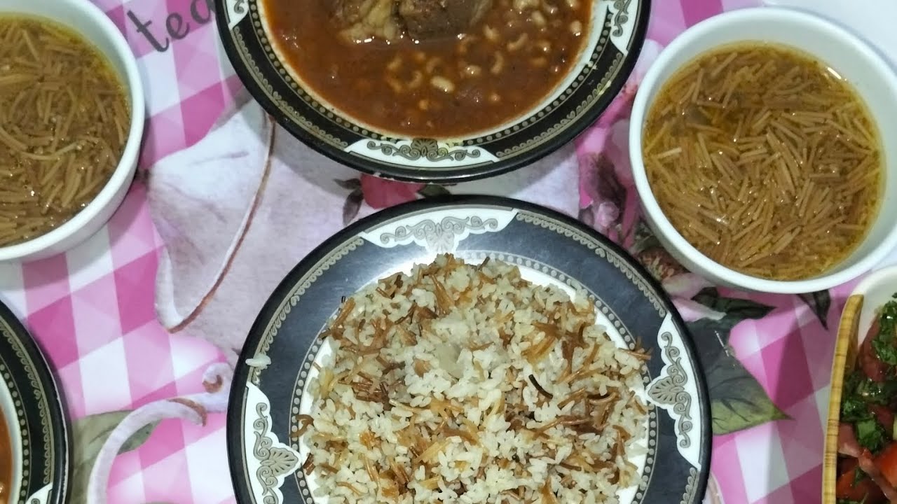 أحلى لوبيا باللحمة بتسبيكة مظبوطة مع رز بالشعرية و شوربه شعرية 😍👌💯💡👍🤤😋👌🏻✨