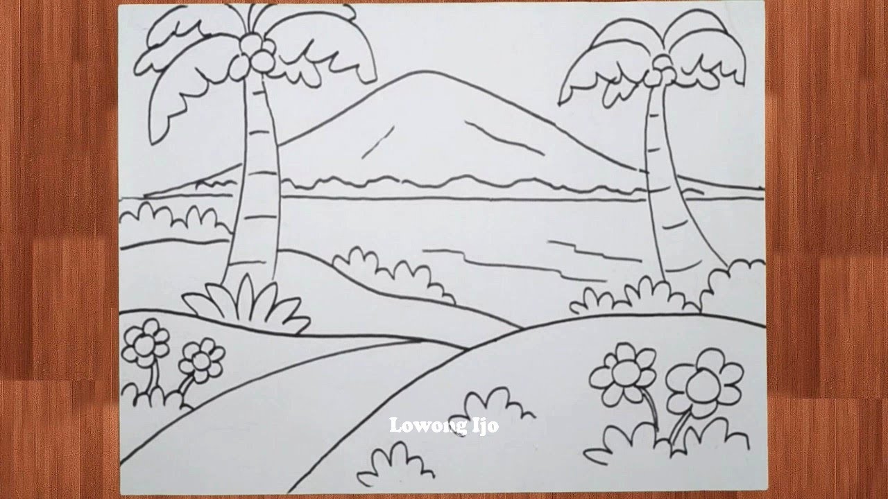 Gambar pemandangan yang mudah dan indah untuk pemula