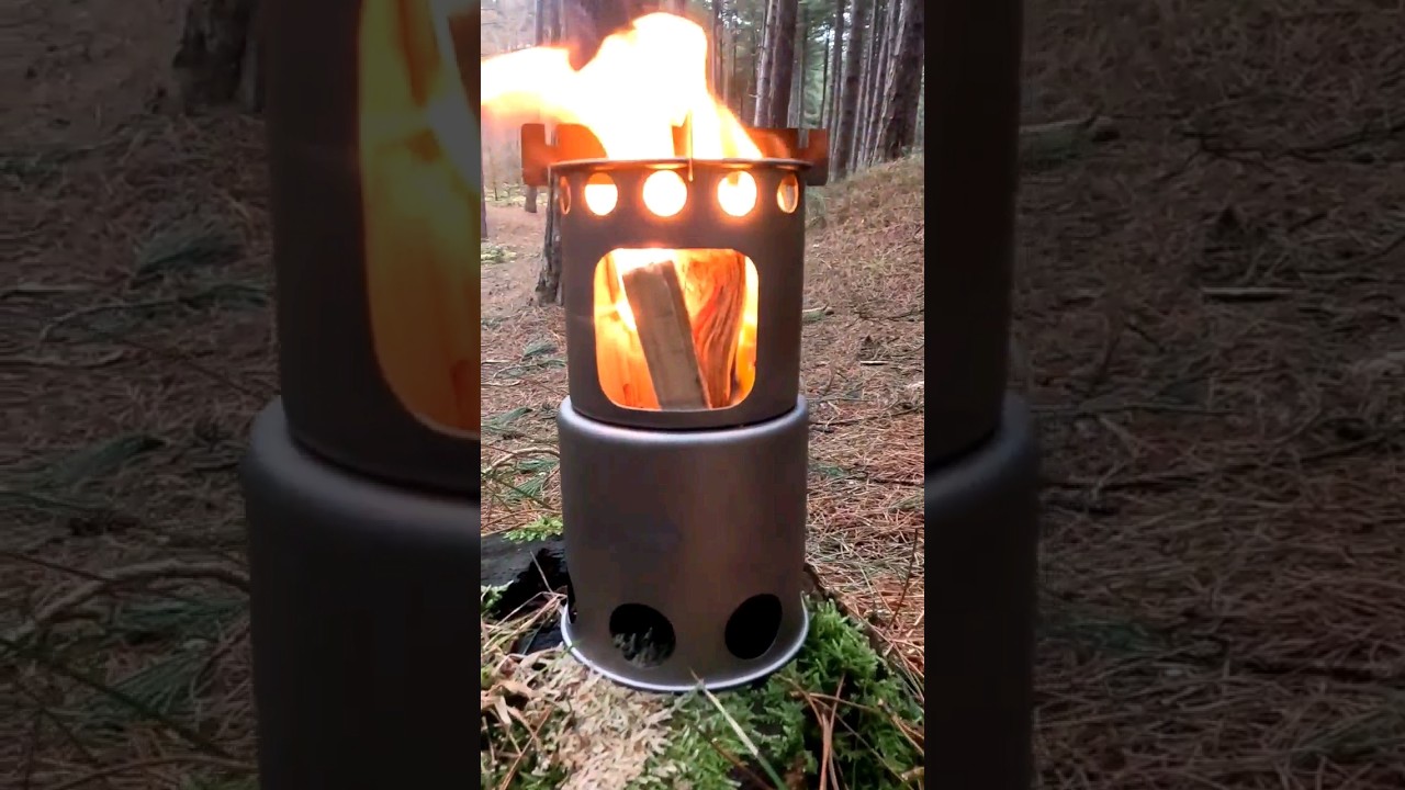 Tentock Titanium wood stove, egg Fried rice #shorts #cooking #bushcraft #delicious #tasty