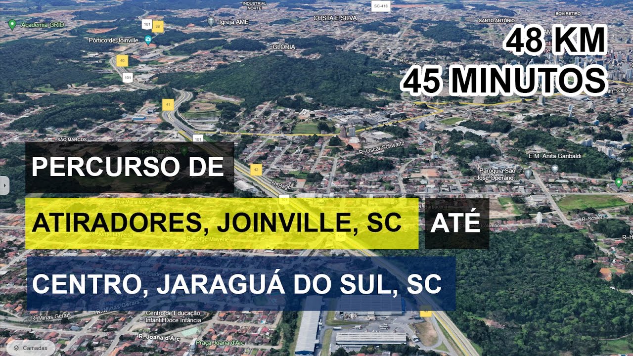 PERCURSO DE JOINVILLE, SC ATÉ JARAGUÁ DO SUL, SC