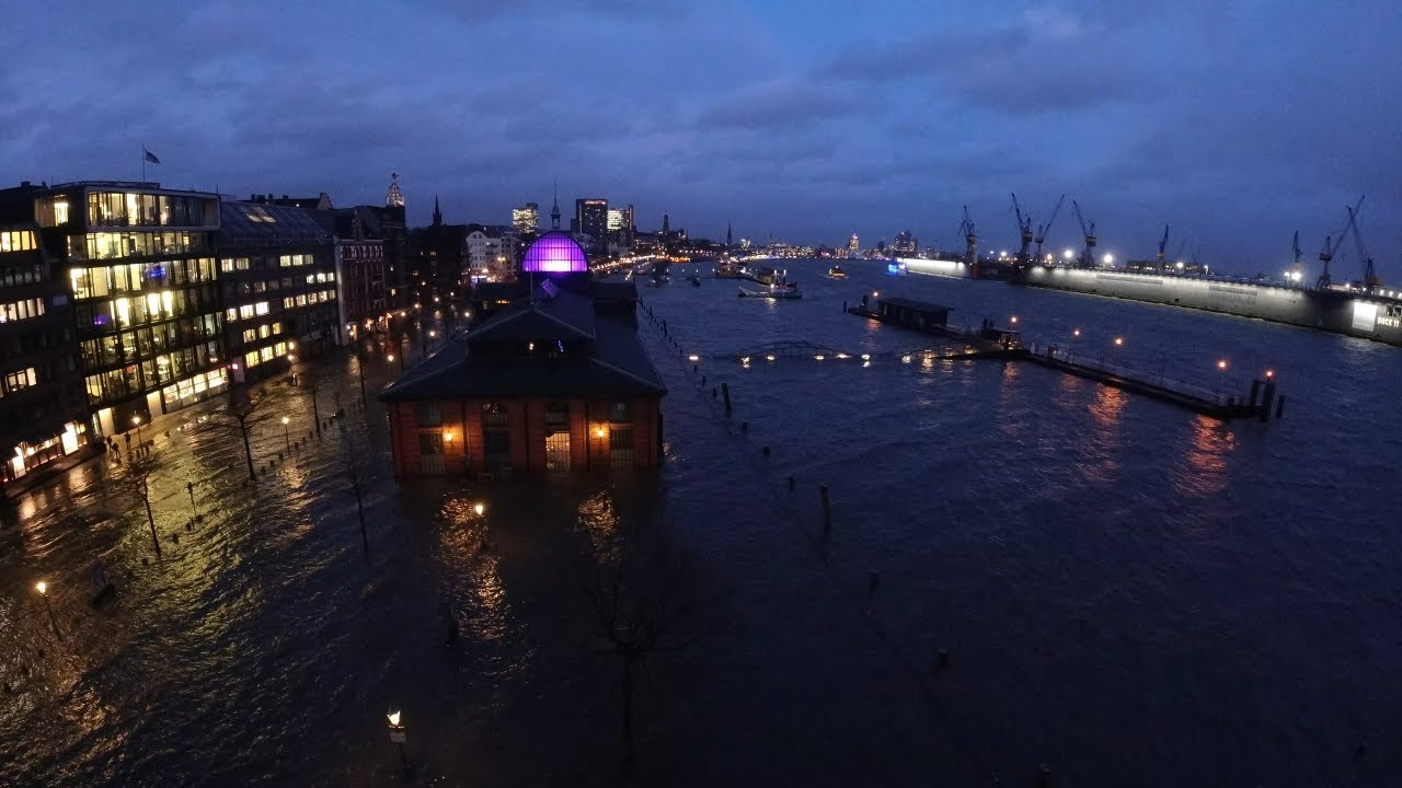 Timelapse: Sturmflut 11.02.2020 Hamburg Fischauktionshalle