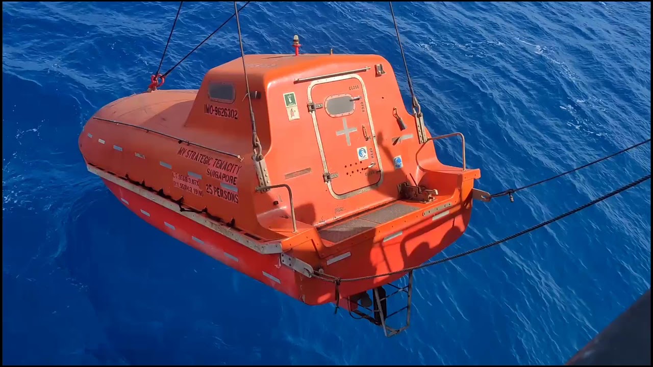 #Lowering free fall lifeboat by davit