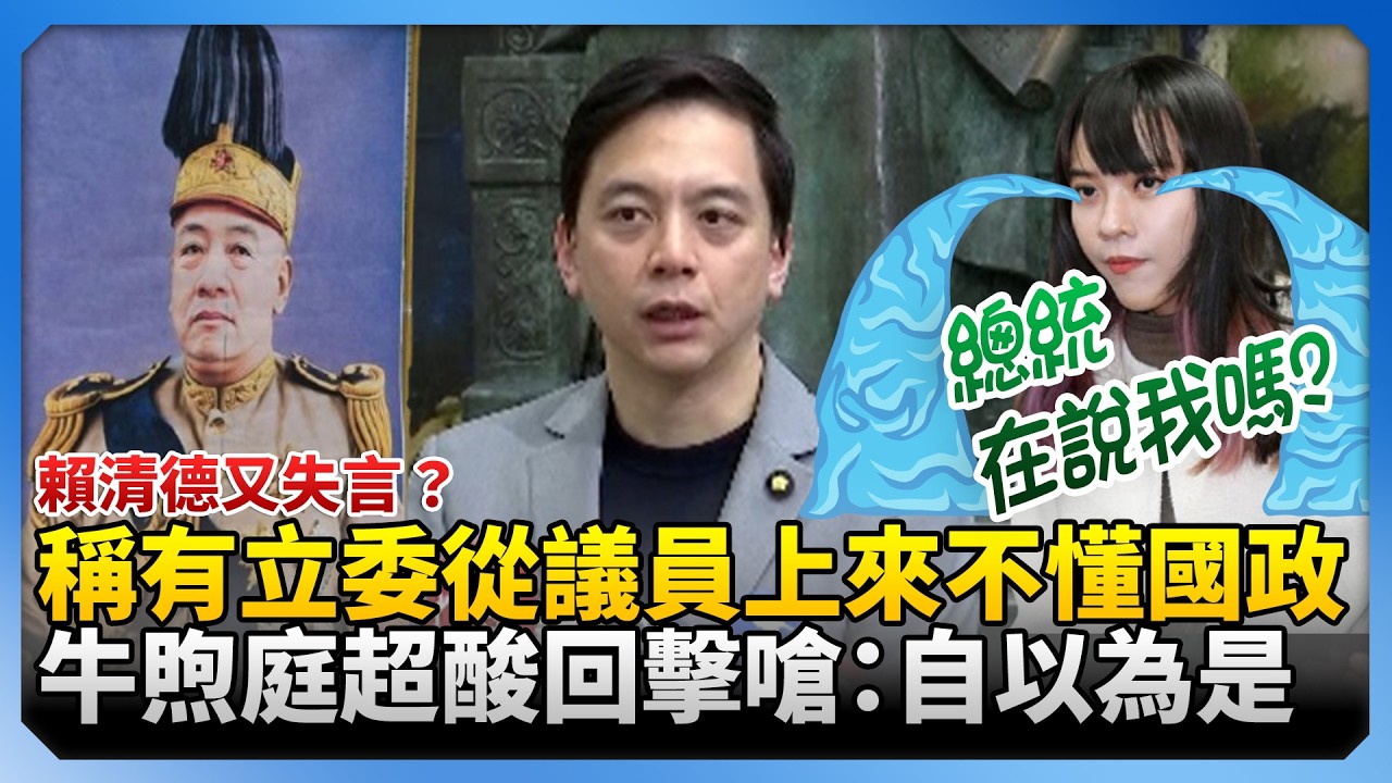 賴清德又失言？稱有立委從議員上來不懂國政　牛煦庭超酸回擊嗆：自以為是！@ChinaTimes